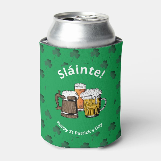 Porta-lata DIA DE SÃO PATRÍCIO Shamrock Sláinte Beers (Can Front)