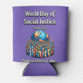 Porta-lata Dia Mundial da Justiça Social. Abrace Cada Cor.