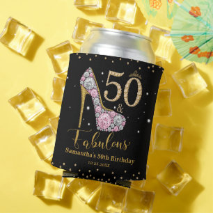 Porta-lata Diamante Dourado rosa 50 e 50º aniversário fabulos