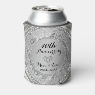 Porta-lata Diamantes & aniversário de casamento da prata 10o