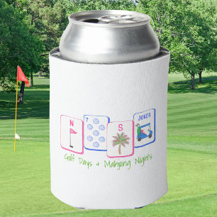 Porta-lata Dias de Golfe Personalizados & Noites de Mahjong F