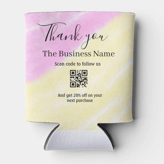 Porta-lata Digitalize QR para nos seguir código de desconto r (Frente)