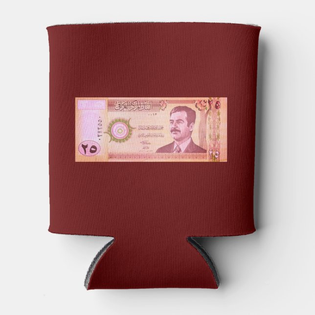 Porta-lata Dinar iraquiano com Saddam Hussein (Frente)