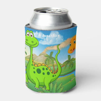 Porta-lata Dinossauro Laranja Verde para Crianças Personaliza
