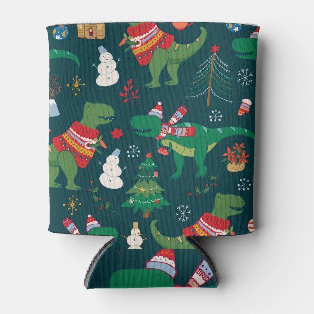 Porta-lata Dinossauro T-Rex: Ano Novo de Natal. (Frente)