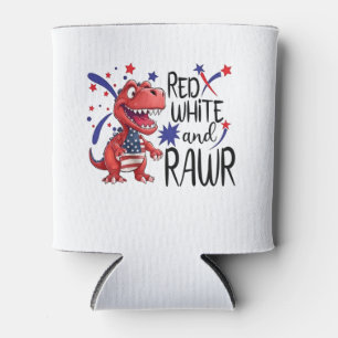 Porta-lata Dinossauro Vermelho Branco Ocidental
