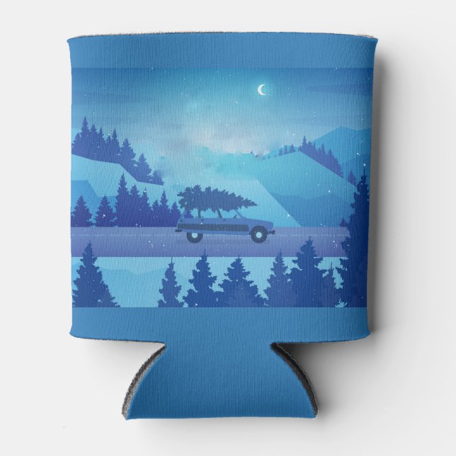 Porta-lata Dirigindo pela estrada com uma árvore de natal (Frente)