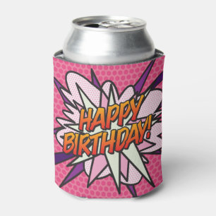 Porta-lata Diversão Cor-de-Rosa Feliz ANIVERSÁRIO
