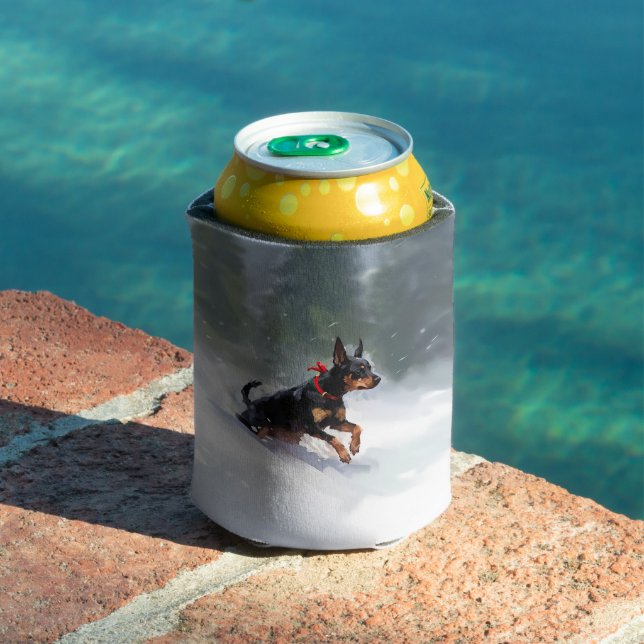 Porta-lata Doberman Pinscher Inverno de Natal (Piscina in situ)