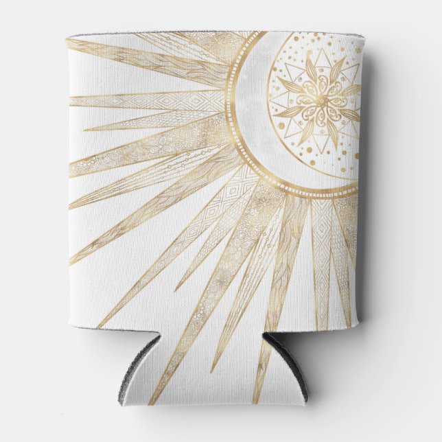 Porta-lata Dodles Dourados Elegantes Sun Moon Mandala Design (Frente)