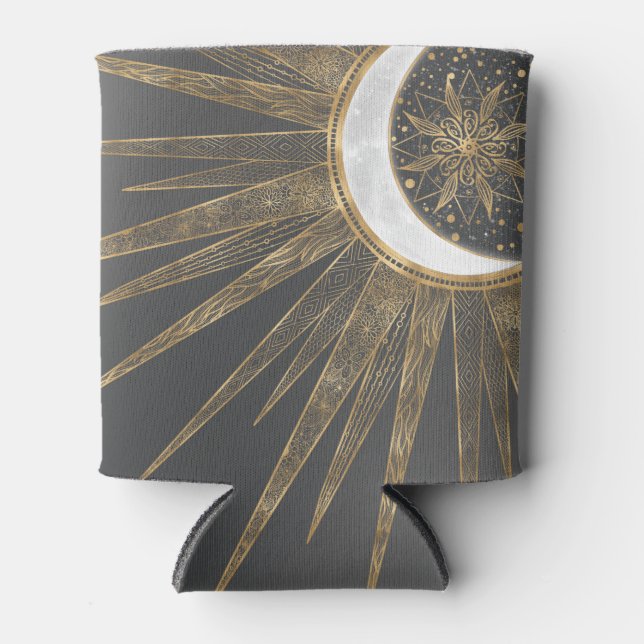 Porta-lata Dodles Dourados Elegantes Sun Moon Mandala Design (Frente)