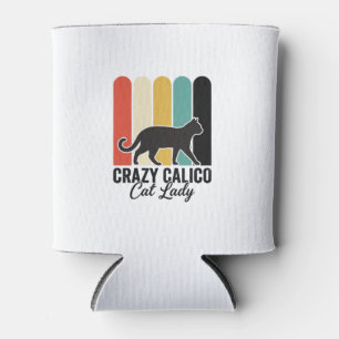 Porta-lata Doida Senhora do Gato Calico Vintage Retro Design 