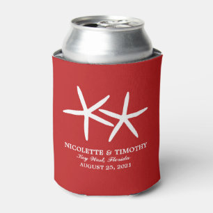 Porta-lata Dois casamento vermelho magro da estrela do mar