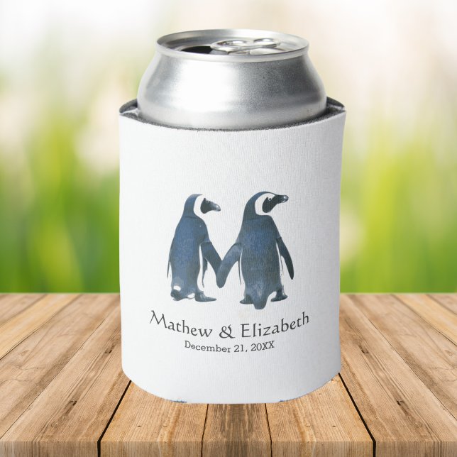 Porta-lata Dois Pinguins Cortes | Casamento romântico (Criador carregado)