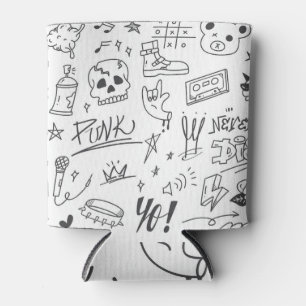 Porta-lata Doodles de grafite: Punk Music Scribble
