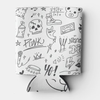 Porta-lata Doodles de grafite: Punk Music Scribble