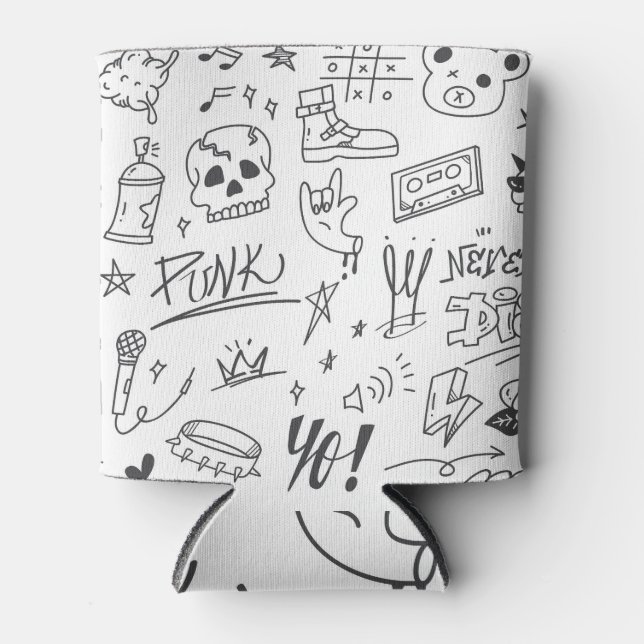 Porta-lata Doodles de grafite: Punk Music Scribble (Frente)