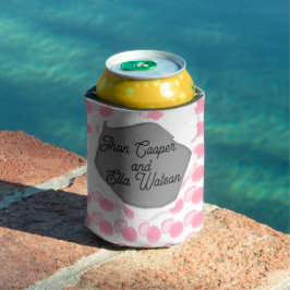 Porta-lata Dotted pink pastel aesthetic weeding can cooler