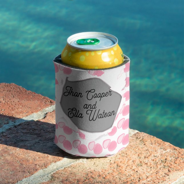 Porta-lata Dotted pink pastel aesthetic weeding can cooler (Piscina in situ)