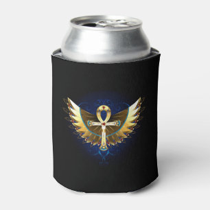 Porta-lata Dourada Ankh com Asas