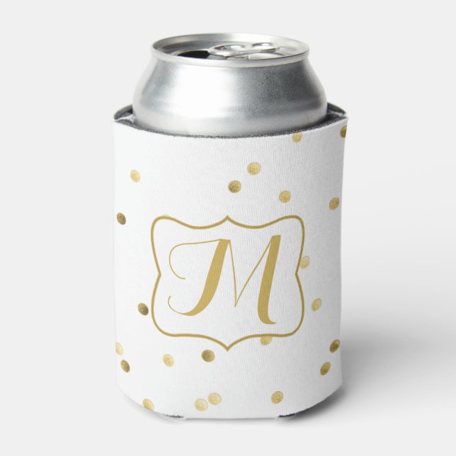Porta-lata Dourada Glitter Confetti Dot Koozie (Can Front)
