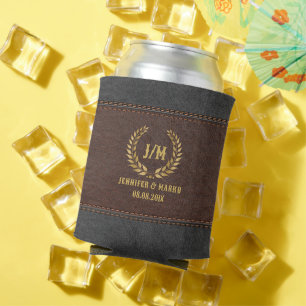 Porta-lata Dourada Laurel Wreath Brown & Black Stittitch Couv