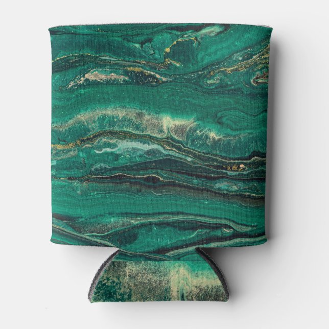 Porta-lata Dourado Blue Marbling: Arte Fluida (Frente)