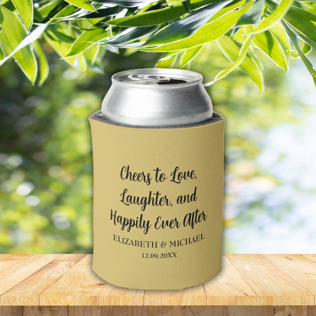 Porta-lata Dourado Casamento Elegante Alegra ao Amor (Gold Elegant Wedding Cheers to Love Can Cooler)