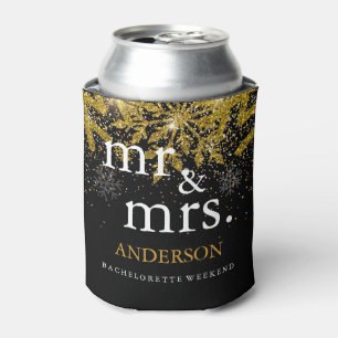 Porta-lata Dourado Glitter Faux Foil Sr. & Sra. Can Cooler