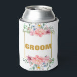 Porta-lata Dourado Groom<br><div class="desc">Este é um coração de ouro moderno para a noiva que apresenta uma folha de ouro falsa numa escrita de moda. Você pode personalizar com o nome das noivas.</div>