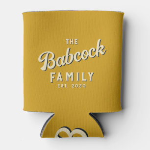 Porta-lata Dourado Ocre Nome da Família Retro & Ano
