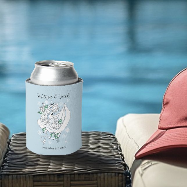 Porta-lata Dragão Branco Flocos de Neve Azul (Criador carregado)