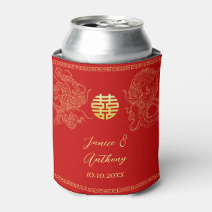 Porta-lata Dragão do casamento chinês de ouro vermelho e fêni