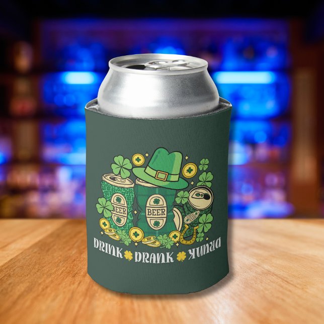 Porta-lata Drink Drank Drunk Funny St Patrick's Day Beer (Criador carregado)