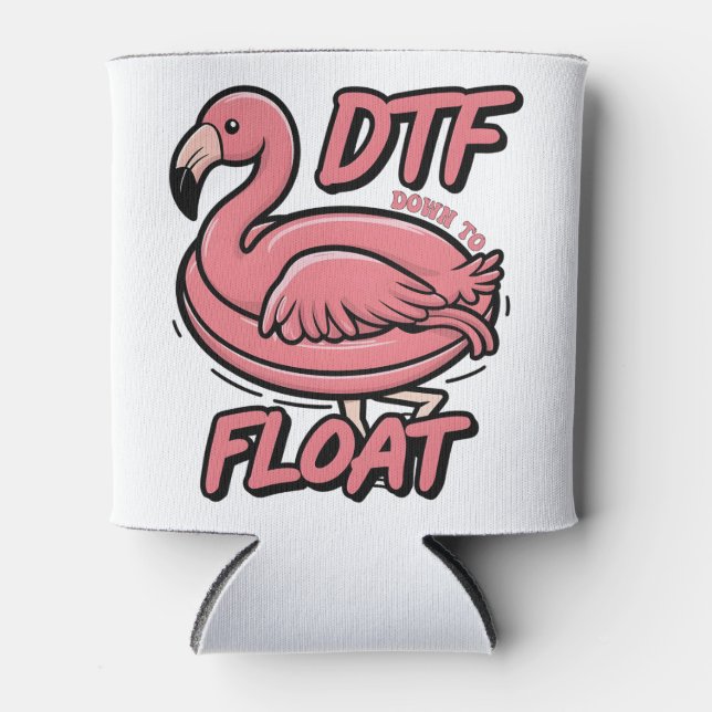 Porta-lata Dtf Baixo para Flutuar o Funny Summer Flammingo Bi (Frente)