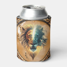 Porta-lata Dualidade de Força, Leão e Mulher.