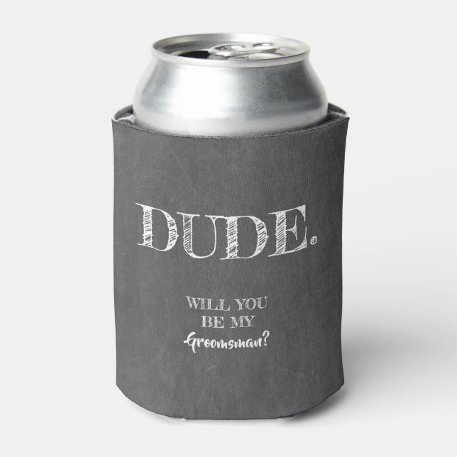 Porta-lata DUDE - Proposta Engraçada de Padrinho de casamento (Can Front)
