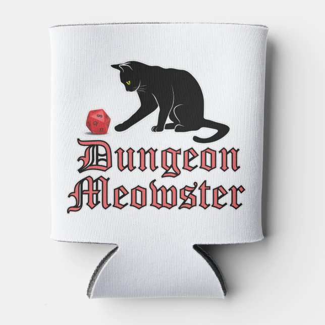 Porta-lata Dungeon Meowster Funny RPG Cat with Dice (Frente)