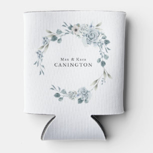 Porta-lata Dusty Blue Floral Casamento Personalizado