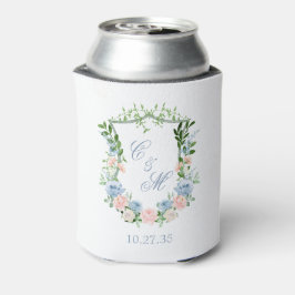 Porta-lata Dusty Blue Floral Crest Casamento