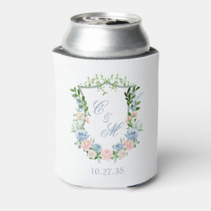 Porta-lata Dusty Blue Floral Crest Casamento