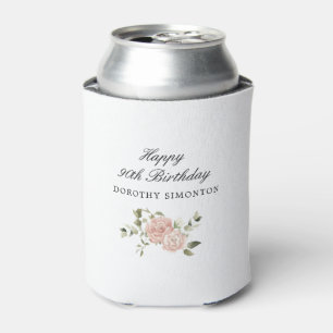 Porta-lata Dusty Pink Rose Floral 90 Birthday