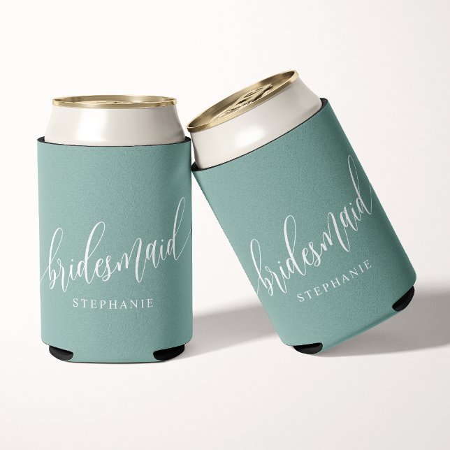 Porta-lata Dusty Teal Bridesmaid - Script Moderno (Criador carregado)