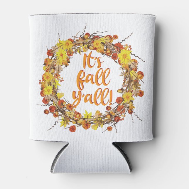 Porta-lata É Fall Y'all Orange Autumn Leaves (Frente)