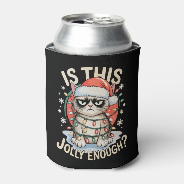 Porta-lata É Natal de gato engraçado suficientemente alegre N (Can Front)