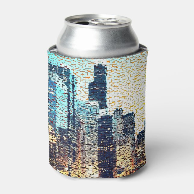 Porta-lata Edifícios da cidade azul em mosaico com alivio (Can Front)