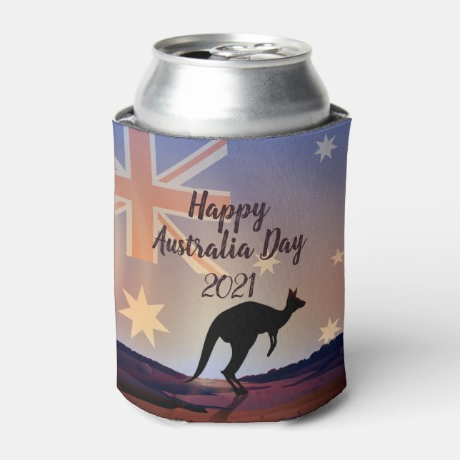 Porta-lata Editar Sinalizador de Texto Kangaroo Dia da Austrá (Can Front)