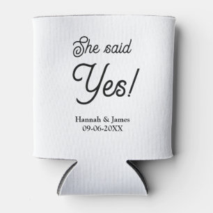 Porta-lata Ela disse sim festa de noivado nome data simples m