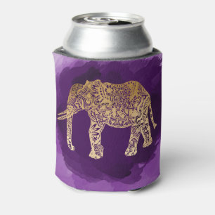 Porta-lata elefante roxo de ouro falso