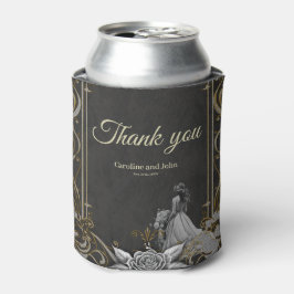 Porta-lata Elegância em prata e preto.